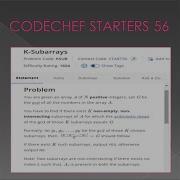 CODECHEF Starters 56 Contest K Sub Arrays Problem Explanation With Solution In Tamil