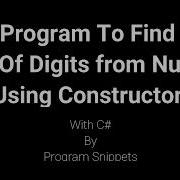 Program To Find Sum Of Digits Using Constructor With C