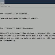 TRUNCATE TABLE Statement In SQL Server Database