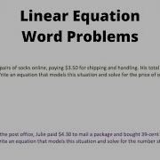 Linear Equation Word Problems Algebra 1