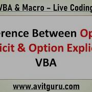 Difference Between Option Implicit Option Explicit In VBA