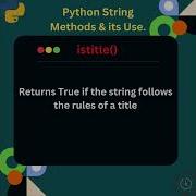 Exploring Python String Methods Istitle Python Coding Interview Pythontutorial
