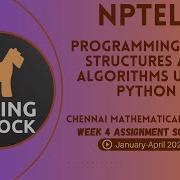Programming Data Structures And Algorithms Using Python Week 4 Assignment Solution Jan Apr 2025 CMI