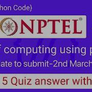 NPTEL The Joy Of Computing Using Python Week 5 Quiz Assignment Answers With Proof Of Each Answer