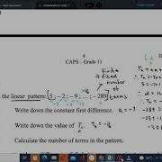 Grade 11 Linear Patterns Linear Sequences