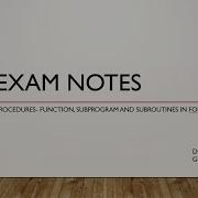 Exam Notes Procedures Function Function Subprogram And Subroutines In FORTRAN
