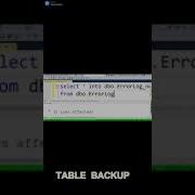 Shorts SQL Server Table Backup