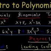 Polynomials Classifying Monomials Binomials Trinomials Degree Leading Coefficient