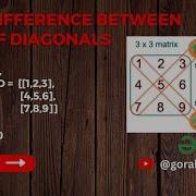 Find Difference Between Sum Of Diagonals GeeksforGeeks Solution Gorakh Codes