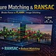 22 Сопоставление признаков и RANSAC объяснение Метод грубой силы против метода Фланна Сшива