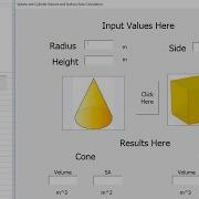 Form For Volume And Area Of 3D Objects Visual Basic For Applications VBA
