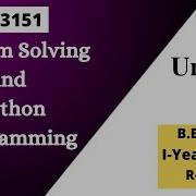 Problem Solving And Python Programming Unit III GE3151 PSPP