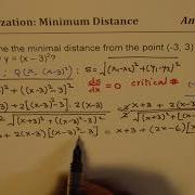 Minimum Distance From A Point To Parabola MCV4U Calculus Optimization