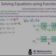 Solving Equations Using Function Machines Mr Mathematics