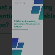 Variables Naming Conventions Python Interview Questions Pythontutorial Interview Variables