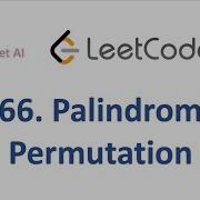 LeetCode Q 266 Palindrome Permutation