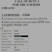 Call Of Duty 2 Cheats For The Xbox 360