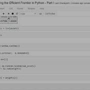 Py 85 Obtaining The Efficient Frontier In Python Part I