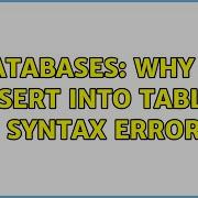 Databases Why Is INSERT INTO Table A Syntax Error 2 Solutions