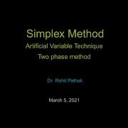 Simplex Method Artificial Variable Technique Two Phase Method