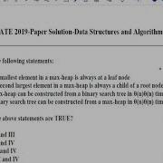 GATE 2019 Paper Solution Data Structures And Algorithm Computer Science SISTec Gandhi Nagar