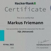 SQL ADVANCED Certification Part 1 On Hackerrank Crypto Market Algorithms Report