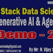 FULL STACK DATA SCIENCE с туториалами по Generative AI и Agentic AI от г на Н Виджая Сундера