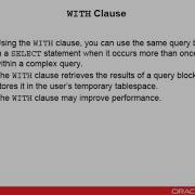 Oracle Database 12c SQL Workshop Using The WITH Clause
