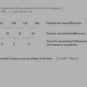 Find An Exlpcict Formula For A Quadratic Sequence