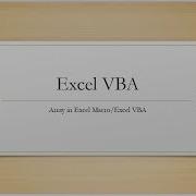 Array In Excel VBA Excel Macro