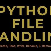 Python Programming File Handling Create Read Write Rename Remove