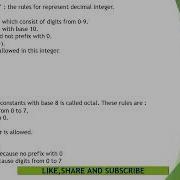 C Programming Language Constants In C Types Of Constant Integer Constants Decimal Integer