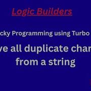 Remove Duplicate Characters From A String Turbo C Program C Programming Tutorial