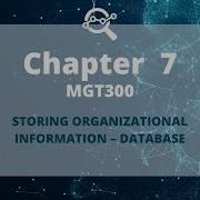 MGT 300 Chapter 7 STORING ORGANIZATIONAL INFORMATION DATABASE