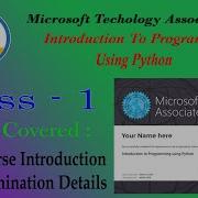 Introduction To Programming Using Python Class 1 MTA CERTIFICATION SRINIVASA TECH SKILLS