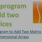 Java Program To Add Two Matrices