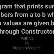 Program To Print Sum Of Numbers Between A To B Using Constructor With C