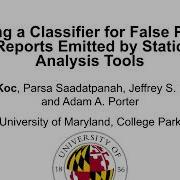 Learning A Classifier For False Positive Error Reports Emitted By Static Code Analysis Tools