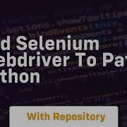 Add Selenium Webdriver To Path Python