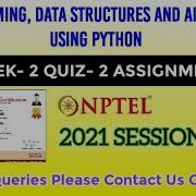 Programming Data Structures And Algorithms Using Python Week 2 Answers 2021 NPTEL