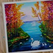 Daily Challenge 12 Peaceful Lake Acrylic Painting Relaxing Easy Art