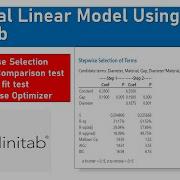 General Linear Model Using Minitab Stepwise Selection
