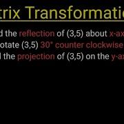 Matrix Transformations Reflection Projection Rotation Operators Linear Algebra