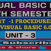 Part 1 PROCEDURES IN VISUAL BASIC 6 0