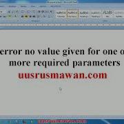 Error No Value Given For One Or More Required Parameters