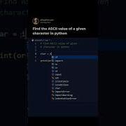 Find ASCII Value Of Given Character In Python Pythontricks Coding Pythonlanguage Python3 Shorts