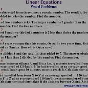 Linear Equations Word Problems
