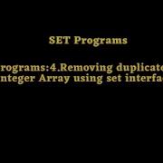 Java Programs 4 Removing Duplicates In An Integer Array Using Set Interface