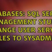 Databases SQL Server Management Studio Change User Server Roles To Sysadmin