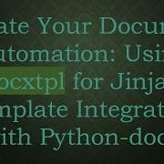 Elevate Your Document Automation Using Docxtpl For Jinja2 Template Integration With Python Docx